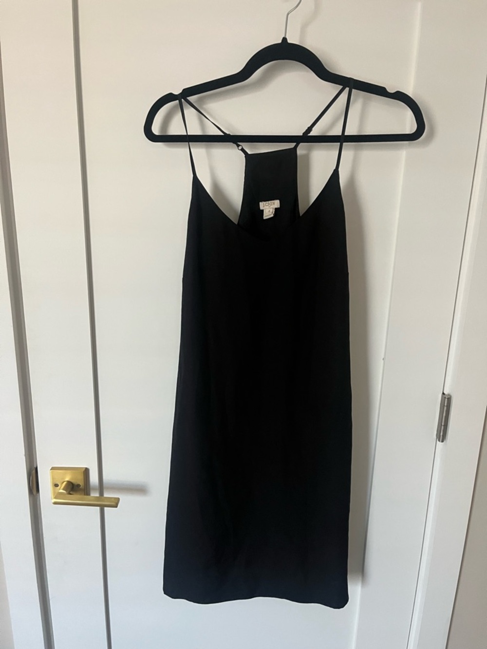 J. Crew Black Mini Slip Dress with Racerback Straps